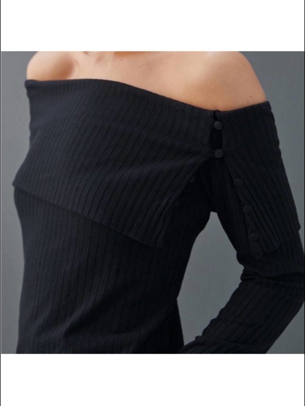By Anthropologie Off-Shoulder Ribbed Knit Sweater - Black